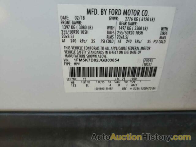 FORD EXPLORER XLT, 1FM5K7D82JGB03854