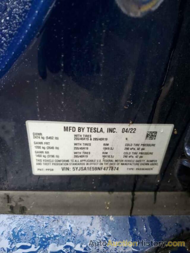 TESLA MODEL S, 5YJSA1E59NF477874