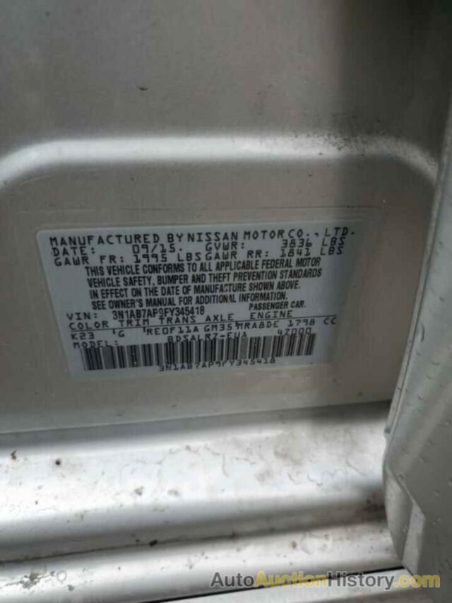 NISSAN SENTRA S, 3N1AB7AP9FY345418