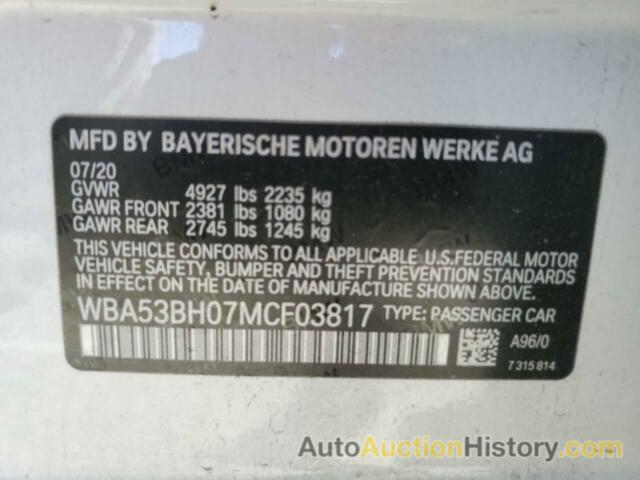 BMW 5 SERIES I, WBA53BH07MCF03817