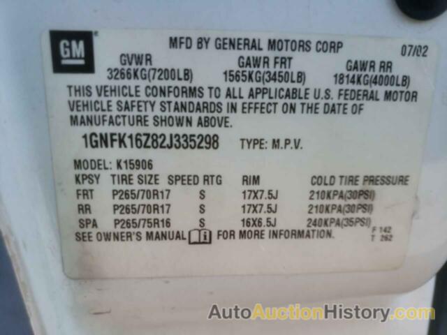 CHEVROLET SUBURBAN K1500, 1GNFK16Z82J335298