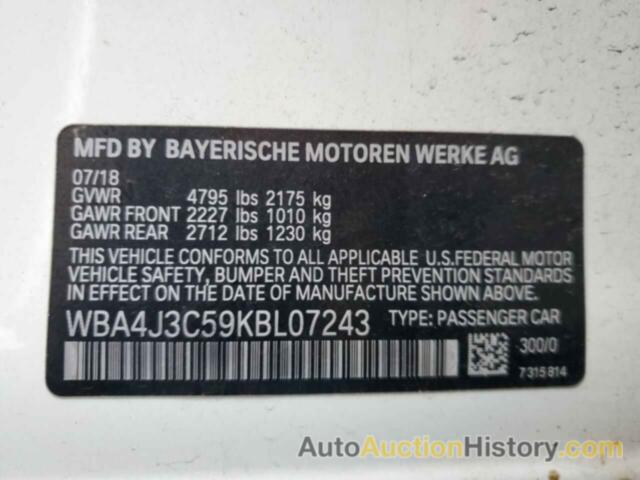BMW 4 SERIES GRAN COUPE, WBA4J3C59KBL07243
