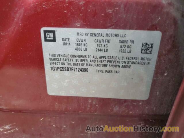 CHEVROLET CRUZE LT, 1G1PC5SB7F7124390