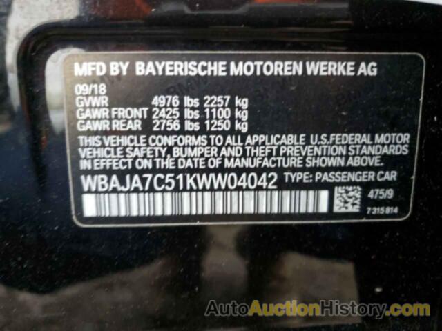 BMW 5 SERIES XI, WBAJA7C51KWW04042