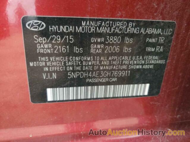 HYUNDAI ELANTRA SE, 5NPDH4AE3GH769911