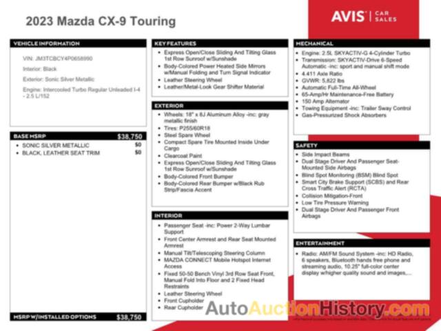 MAZDA CX-9 TOURING, JM3TCBCY4P0658990