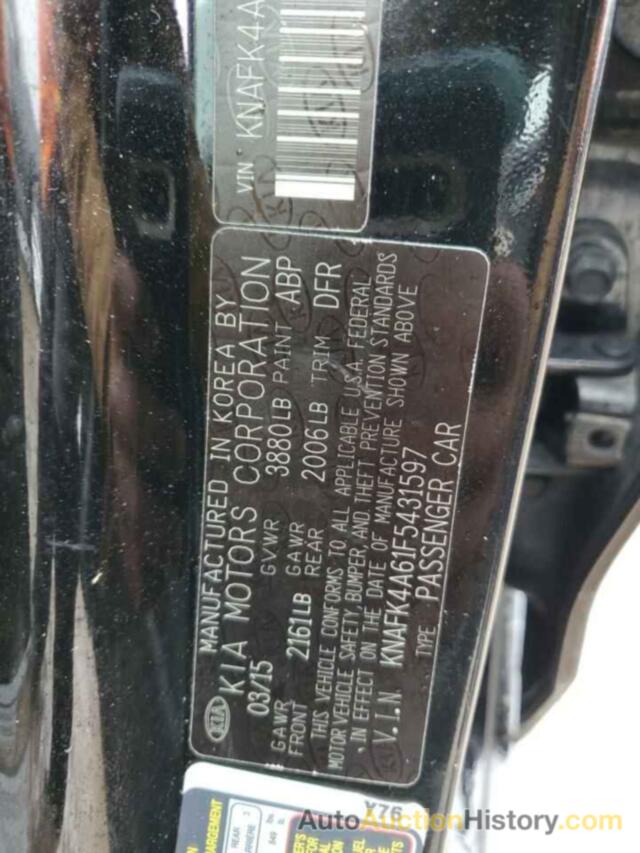 KIA FORTE LX, KNAFK4A61F5431597