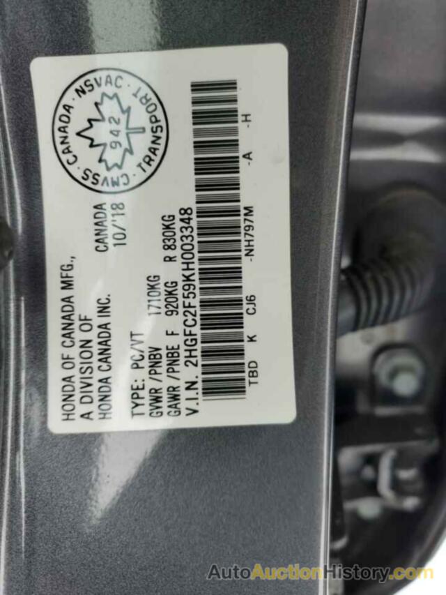 HONDA CIVIC LX, 2HGFC2F59KH003348