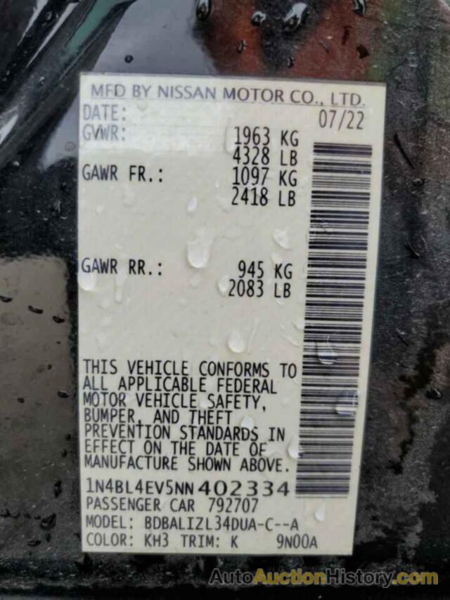 NISSAN ALTIMA SL, 1N4BL4EV5NN402334