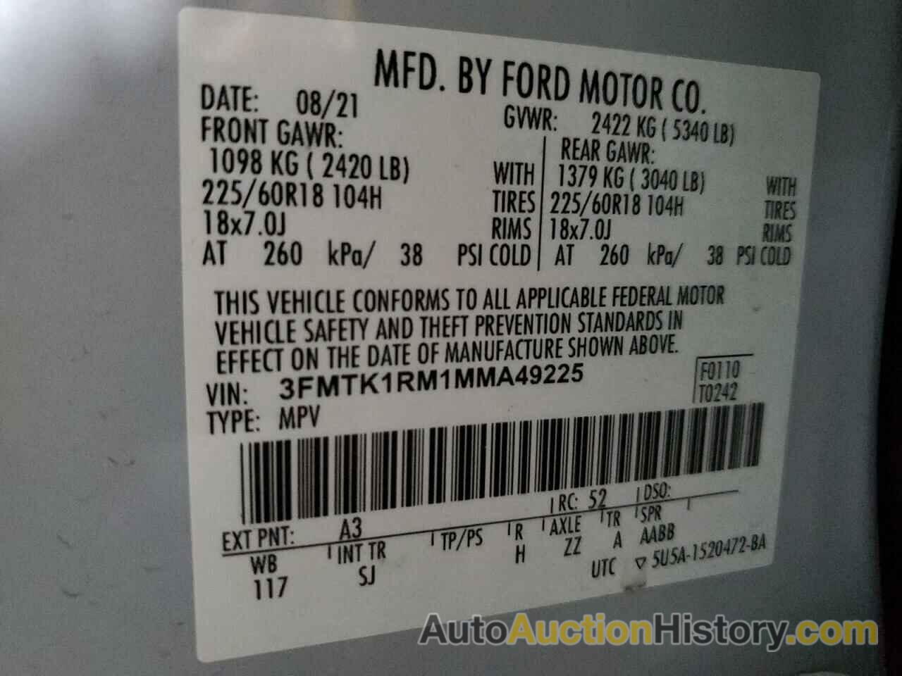 FORD MUSTANG SELECT, 3FMTK1RM1MMA49225