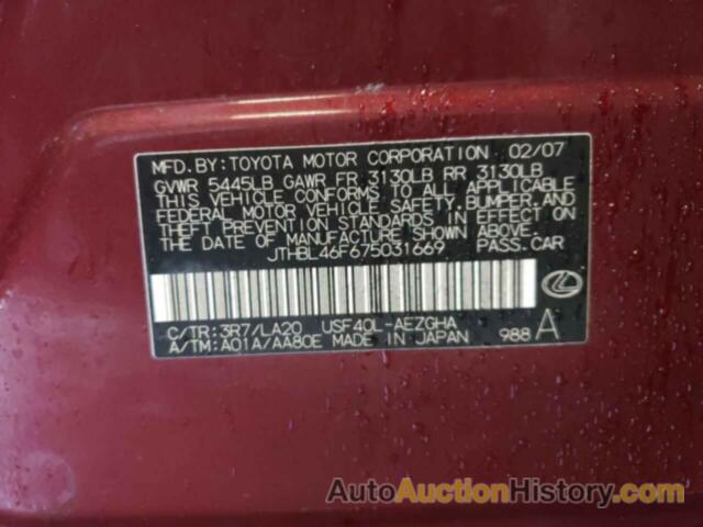 LEXUS LS460 460, JTHBL46F675031669