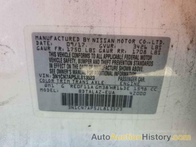 NISSAN VERSA S, 3N1CN7AP5JL813523