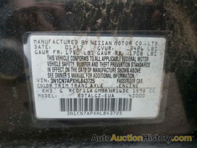 NISSAN VERSA S, 3N1CN7APXHL843725