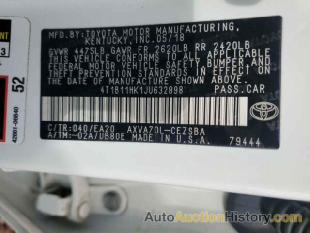 TOYOTA CAMRY L, 4T1B11HK1JU632898