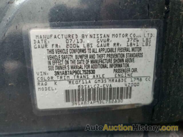 NISSAN SENTRA S, 3N1AB7AP9DL752830