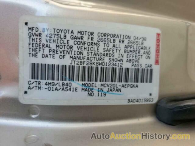 TOYOTA CAMRY LE, JT2BF28K8W0123412