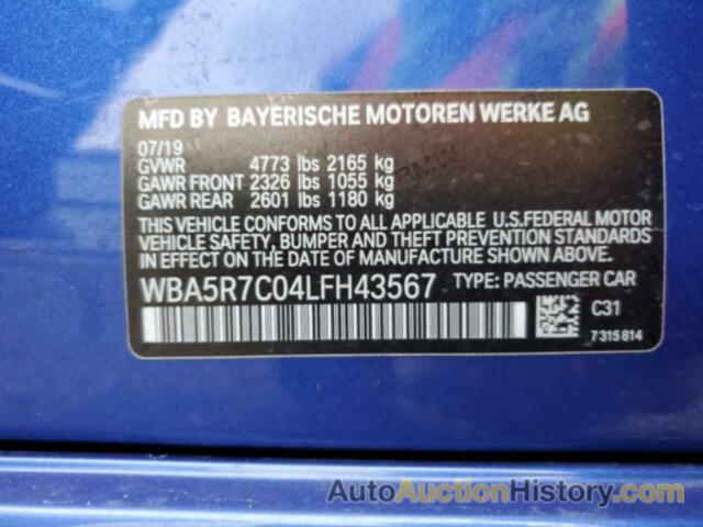 BMW 3 SERIES, WBA5R7C04LFH43567