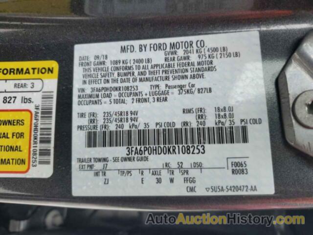 FORD FUSION SE, 3FA6P0HD0KR108253