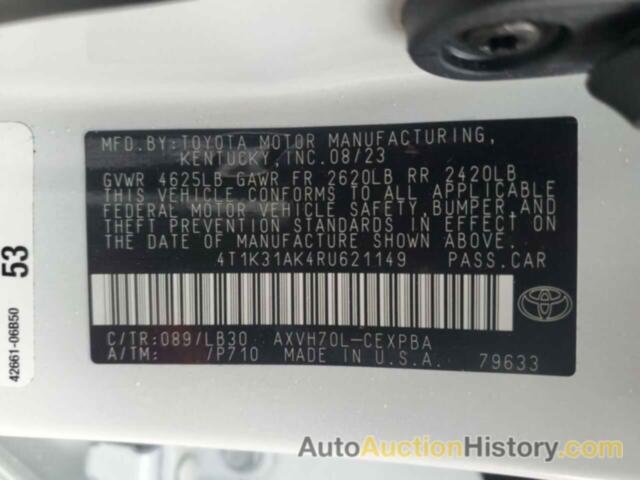 TOYOTA CAMRY XSE, 4T1K31AK4RU621149