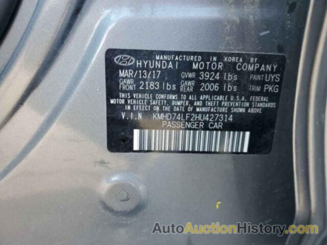 HYUNDAI ELANTRA SE, KMHD74LF2HU427314