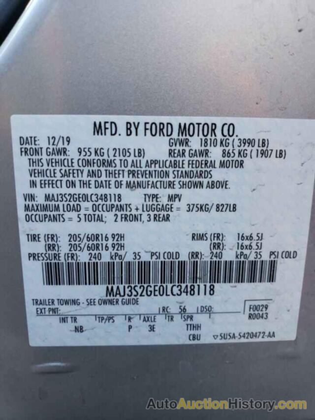 FORD ECOSPORT SE, MAJ3S2GE0LC348118