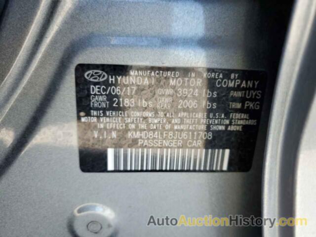 HYUNDAI ELANTRA SEL, KMHD84LF8JU611708