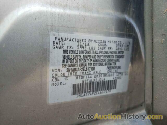 NISSAN SENTRA S, 3N1AB7AP2EL617190