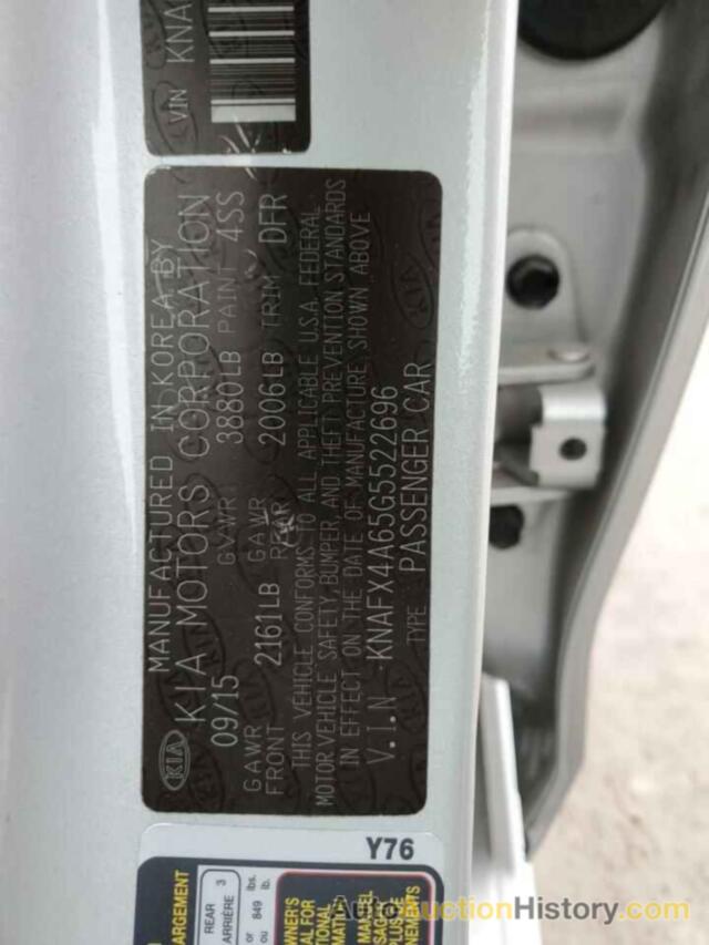 KIA FORTE LX, KNAFX4A65G5522696