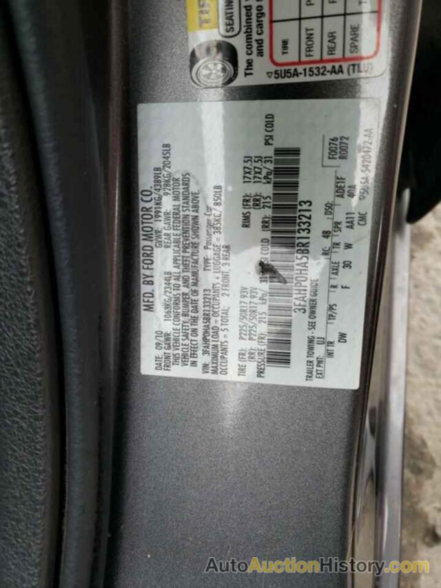 FORD FUSION SE, 3FAHP0HA5BR133213