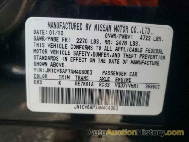 INFINITI G37 BASE, JN1CV6AP7AM404083