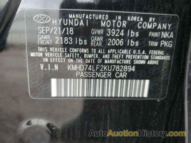 HYUNDAI ELANTRA SE, KMHD74LF2KU782894