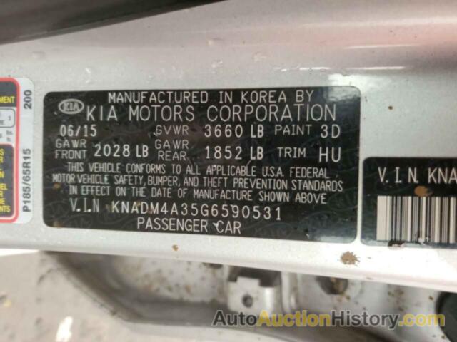 KIA RIO LX, KNADM4A35G6590531