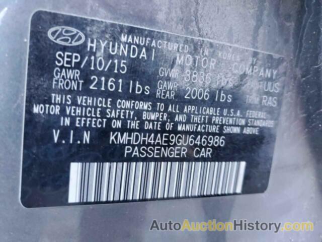 HYUNDAI ELANTRA SE, KMHDH4AE9GU646986