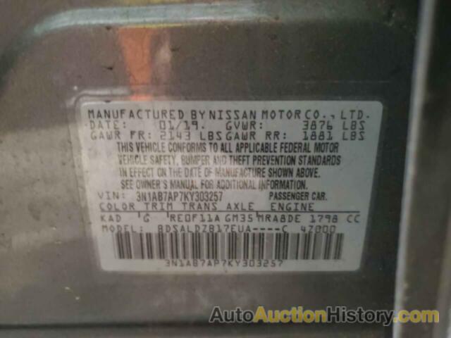 NISSAN SENTRA S, 3N1AB7AP7KY303257