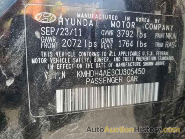 HYUNDAI ELANTRA GLS, KMHDH4AE3CU305450