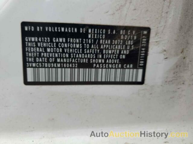 VOLKSWAGEN JETTA S, 3VWC57BU9KM160432