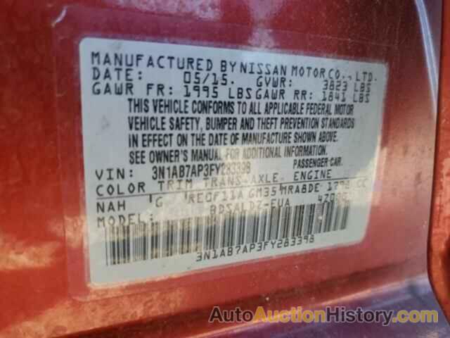 NISSAN SENTRA S, 3N1AB7AP3FY283398