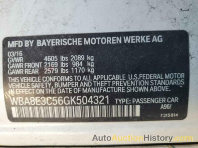 BMW 3 SERIES XI SULEV, WBA8E3C56GK504321