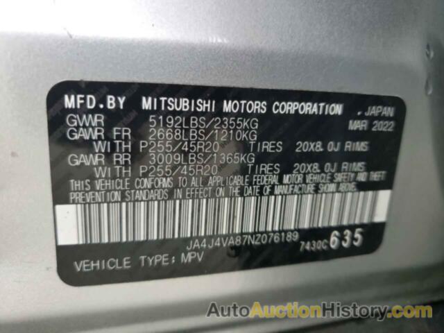 MITSUBISHI OUTLANDER SEL, JA4J4VA87NZ076189