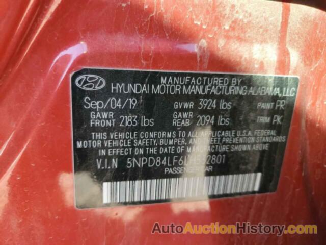 HYUNDAI ELANTRA SEL, 5NPD84LF6LH532801