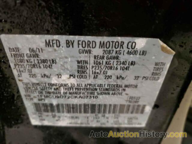 FORD ESCAPE XLT, 1FMCU9D72CKA07310