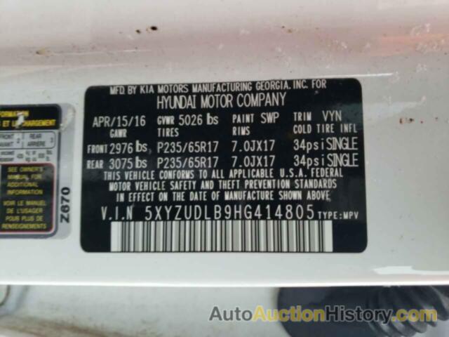 HYUNDAI SANTA FE, 5XYZUDLB9HG414805