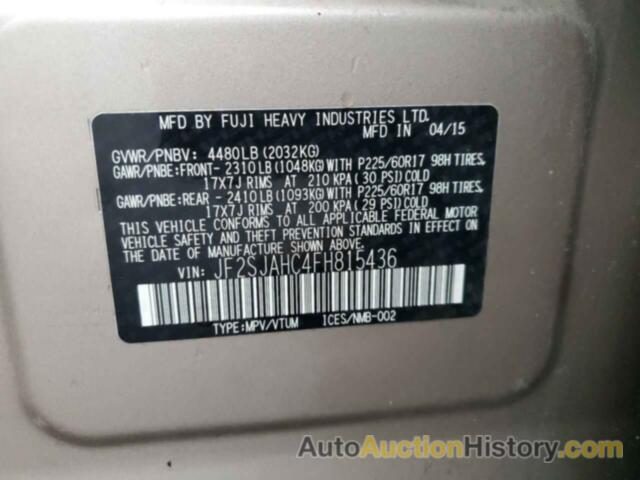 SUBARU FORESTER 2.5I LIMITED, JF2SJAHC4FH815436