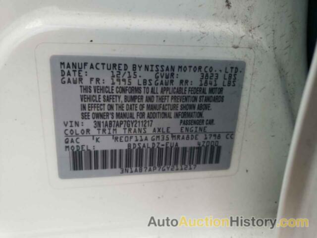 NISSAN SENTRA S, 3N1AB7AP7GY211217