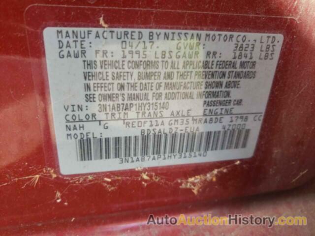 NISSAN SENTRA S, 3N1AB7AP1HY315140