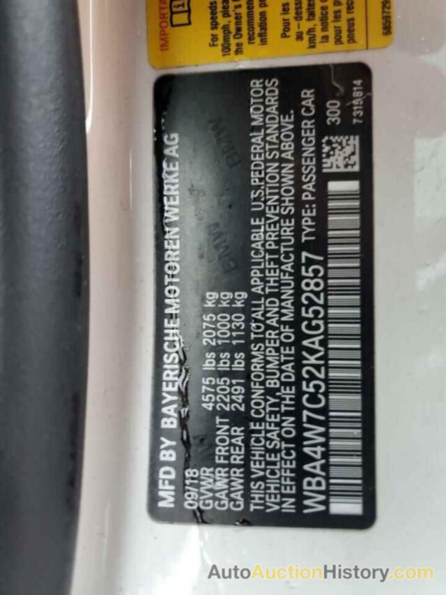 BMW 4 SERIES, WBA4W7C52KAG52857