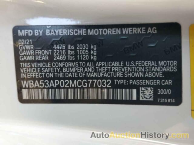 BMW 4 SERIES, WBA53AP02MCG77032
