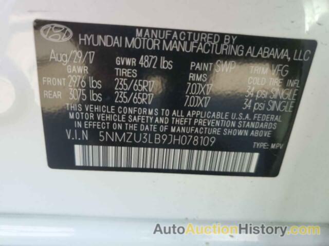 HYUNDAI SANTA FE, 5NMZU3LB9JH078109