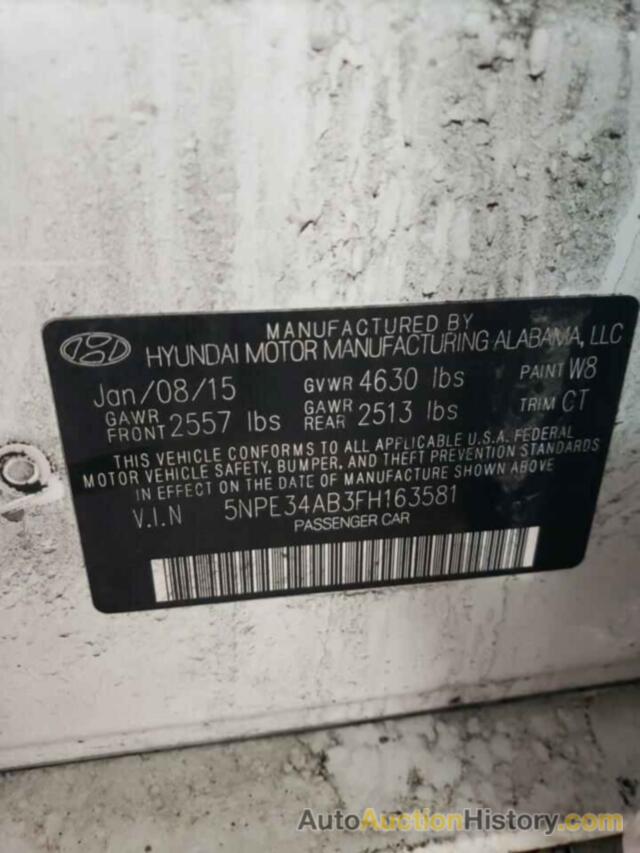 HYUNDAI SONATA SPORT, 5NPE34AB3FH163581