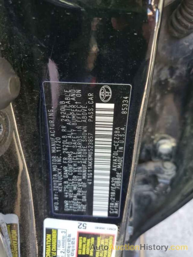 TOYOTA CAMRY SE, 4T1G11AK6MU523857